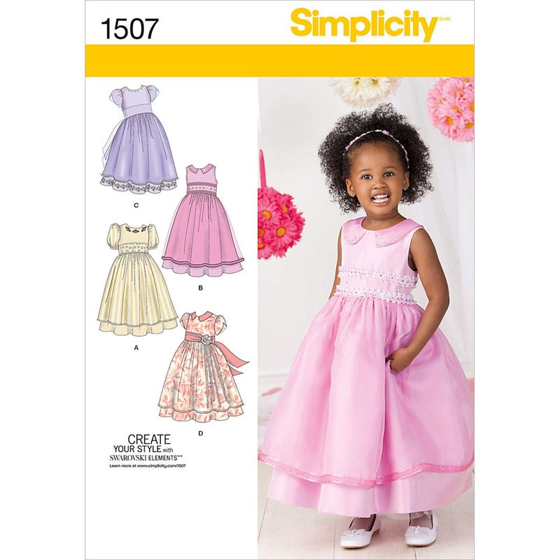 سيمبليسيتي Simplicity 1507 نمط خياطة فستان رسمي للفتيات الصغيرات بمقاسات 1/2-3 - Image 1